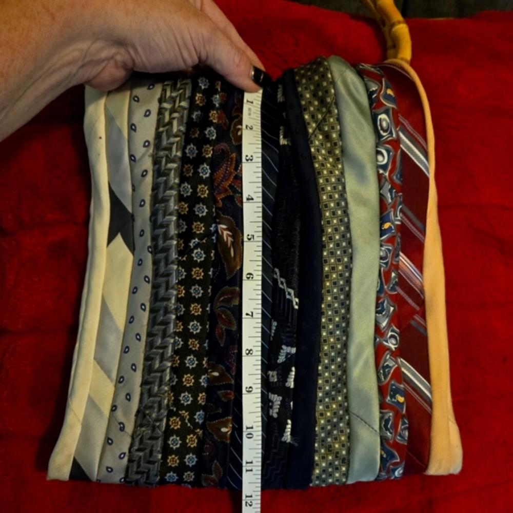 Neck Tie Patchwork Handmade Bamboo Hoops Handbag BOHO BADU FAB FUNKY FLY 1 OF 1 - Picture 7 of 14